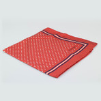 E. Marinella Napoli // Pattern Silk Pocket Square // Red + White