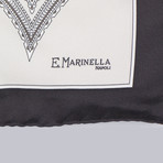 E. Marinella Napoli // Pattern Silk Pocket Square // Black + Beige + Brown