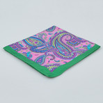 Battisti Napoli // Paisley Pattern Silk Pocket Square // Green + Multicolor