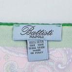 Battisti Napoli // Paisley Pattern Silk Pocket Square // Green + Multicolor
