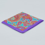Battisti Napoli // Paisley Pattern Silk Pocket Square // Purple + Multicolor