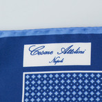 Cesare Attolini // Floral Pattern Silk Pocket Square // Blue