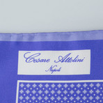 Cesare Attolini // Floral Pattern Silk Pocket Square // Purple