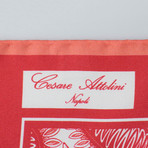Cesare Attolini // Paisley Pattern Silk Pocket Square // Red