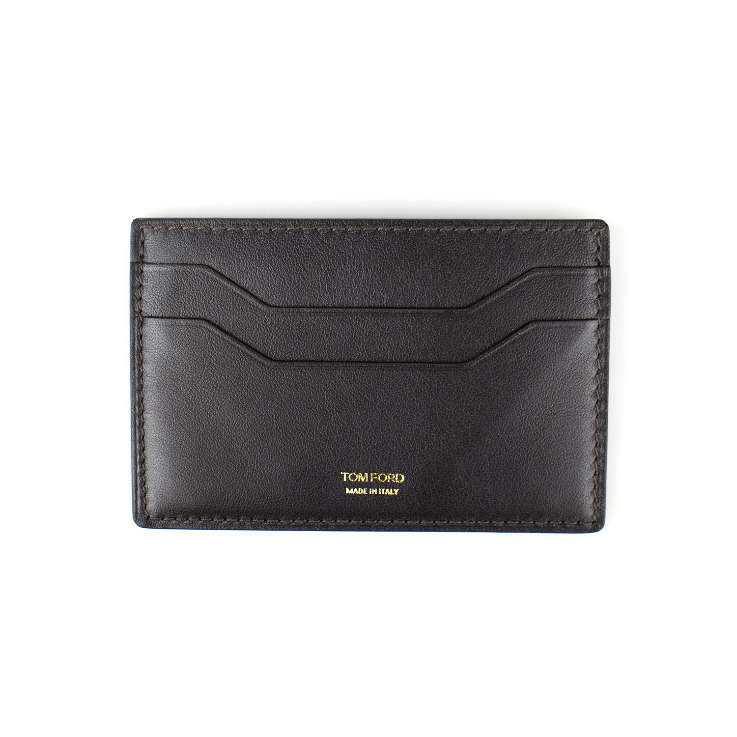 Smooth 100% Leather ID Card Holder Wallet // Dark Brown - Tom Ford ...