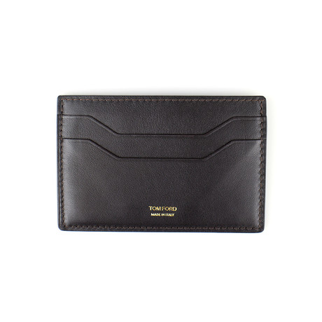 Smooth 100% Leather ID Card Holder Wallet // Dark Brown