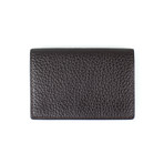 Pebbled Leather Envelope Card Holder Wallet // Dark Brown