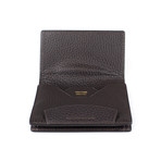 Pebbled Leather Envelope Card Holder Wallet // Dark Brown