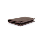 Pebbled Leather Envelope Card Holder Wallet // Brown
