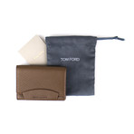 Pebbled Leather Envelope Card Holder Wallet // Lion Brown