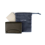 100% Pebbled Leather Envelope Card Holder Wallet // Moss Green
