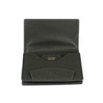 100% Pebbled Leather Envelope Card Holder Wallet // Green