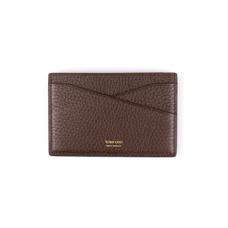 100% Grained Leather Card Holder Wallet // Brown
