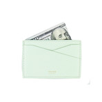 100% Grained Leather Card Holder Wallet // Mint Green