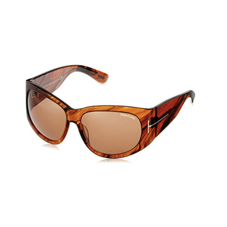 Tom Ford // Women's Felicity Round Wrap Sunglasses // Havana Brown