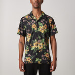 Hawaiian Floral Button Up // Black (S)