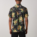 Hawaiian Floral Button Up // Black (S)