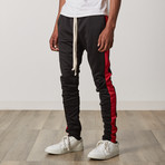 Slim Skinny Track Pants // Black + Red (XL)