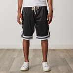 Mesh Basketball Shorts // Black + White + Black (L)