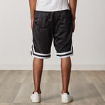 Mesh Basketball Shorts // Black + White + Black (M)