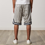 Mesh Basketball Shorts // Gray + Black + White (M)
