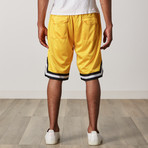 Mesh Basketball Shorts // Yellow + Black + White (L)