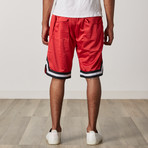 Mesh Basketball Shorts // Red + Black + White (S)
