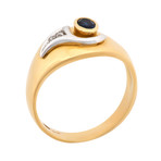 Estate 18k Two-Tone Gold Diamond + Sapphire Ring // Ring Size: 7