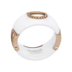 Vintage Damiani 18k Rose Gold White Ceramic D Icon Diamond Ring // Ring Size: 7.25