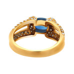 Estate 18k Yellow Gold Sapphire + Pave Diamond Ring // Ring Size: 6.75