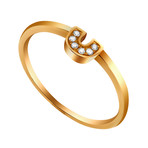 Estate 14k Yellow Gold Diamond "U" Ring // Ring Size: 7