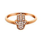 Estate 14k Rose Gold Hand of Fatima Diamond Ring // Ring Size: 7