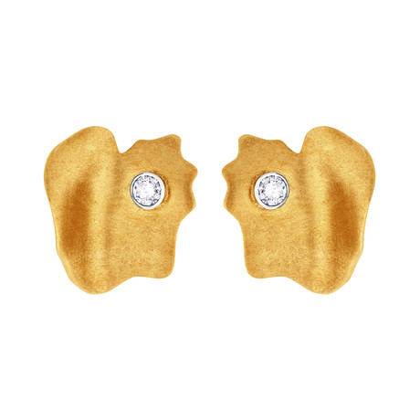 Estate 18k Yellow Gold Single Diamond Earrings