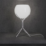 Cambridge Table Lamp // White Glass + White Steel