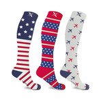 Patriotic Compression Socks // 3-Pairs (Small/Medium)