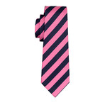 Enzo Handmade Tie // Navy + Pink Stripe