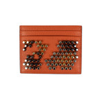 Kios Leather Stud Card Case Wallet // Rust Orange