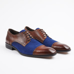 Leather/Suede Two Tone Oxfords // Brown/Blue (US: 7)
