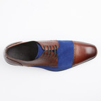 Leather/Suede Two Tone Oxfords // Brown/Blue (US: 11)