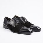 Leather/Suede Two Tone Oxfords // Black/Black (US: 7)
