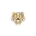 Geo Facet Tiger Head Lapel Pin // Yellow Gold Plating