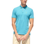 Smart-Fit Basic Polo Shirt + Print Detail // Turquoise (S)