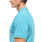 Smart-Fit Basic Polo Shirt + Print Detail // Turquoise (2XL)