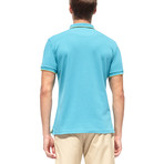 Smart-Fit Basic Polo Shirt + Print Detail // Turquoise (L)