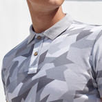 Smart-Fit Polo Shirt + Geometrical Camouflage Print // Gray (L)