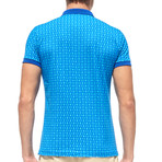 Smart-Fit Polo Shirt + Hollow Boxes Print // Royal Blue (M)