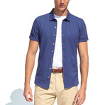 Polo Style Piquet Shirt + Polka Dots // Navy Blue (XL)