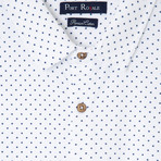 Polo Style Piquet Shirt + Polka Dots // White (L)