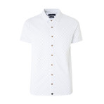 Polo Style Piquet Shirt + Polka Dots // White (S)