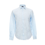 Italian Cut Linen Shirt + Contrast Details // Light Blue (XL)